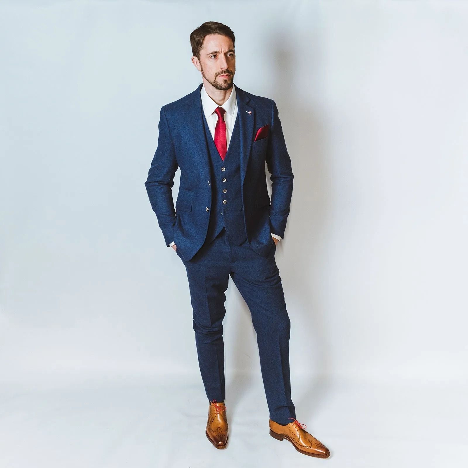 Blue Tweed Wedding Suit