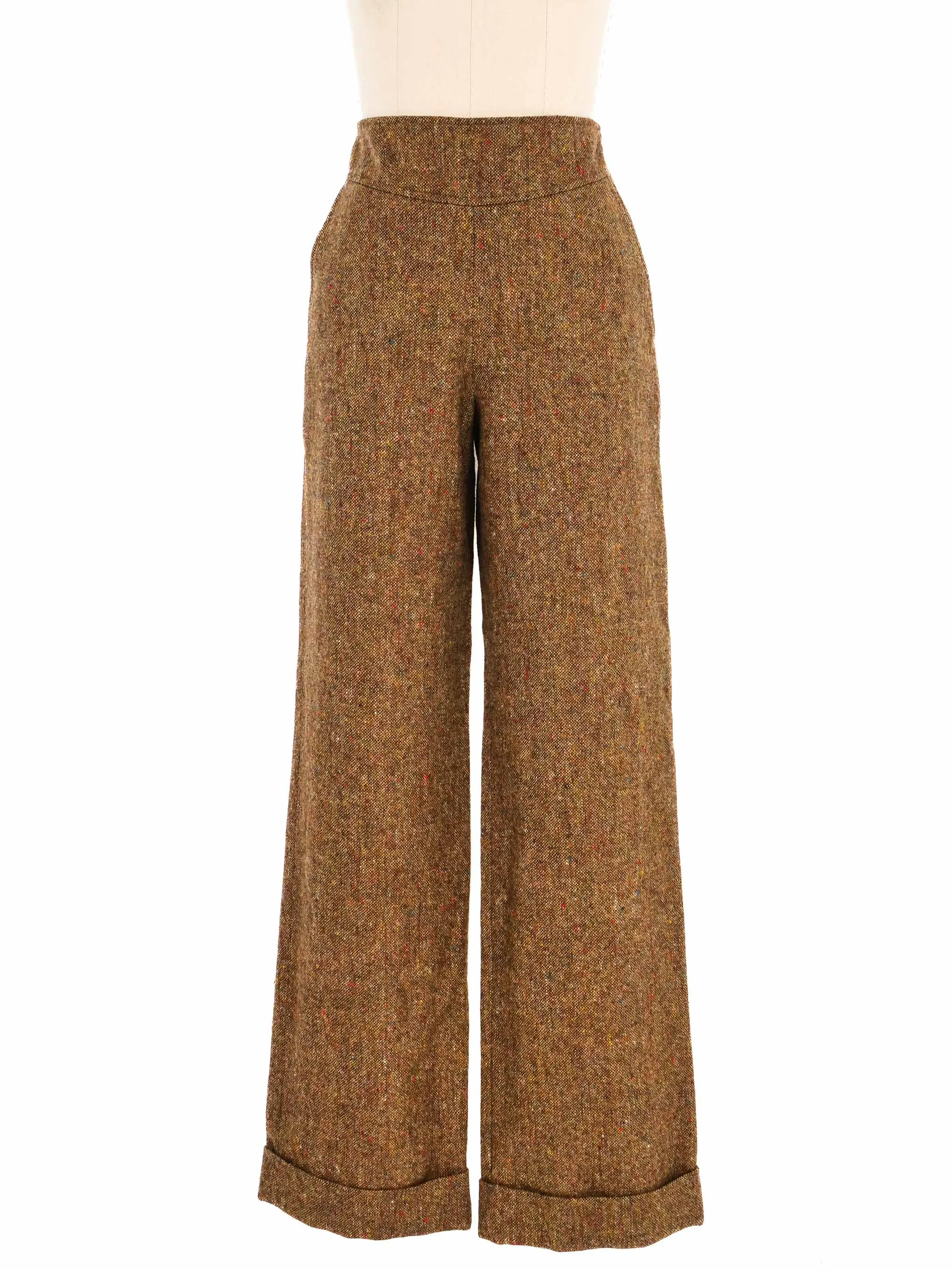 Bottega Veneta Tweed Wide Leg Trousers