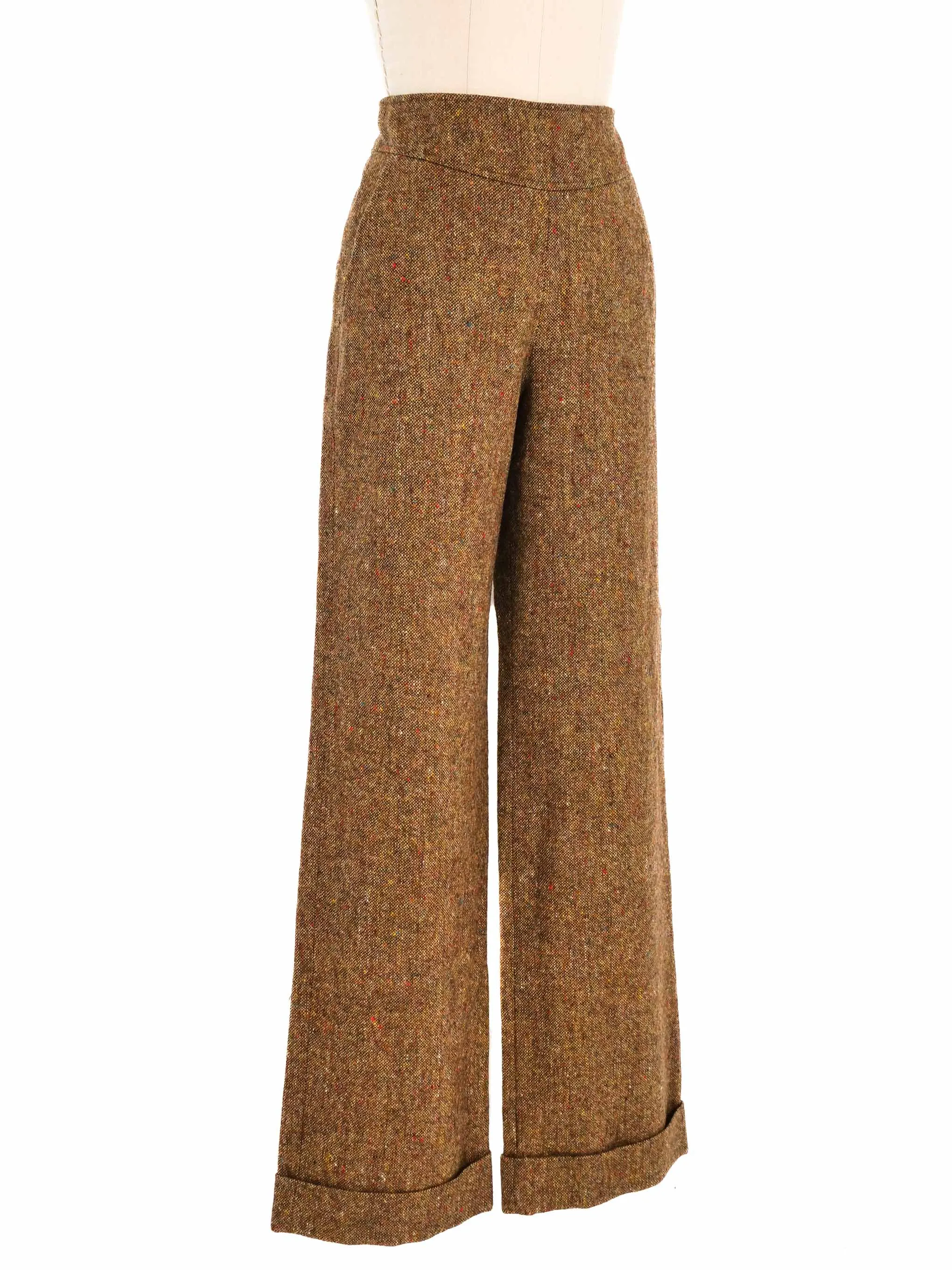 Bottega Veneta Tweed Wide Leg Trousers