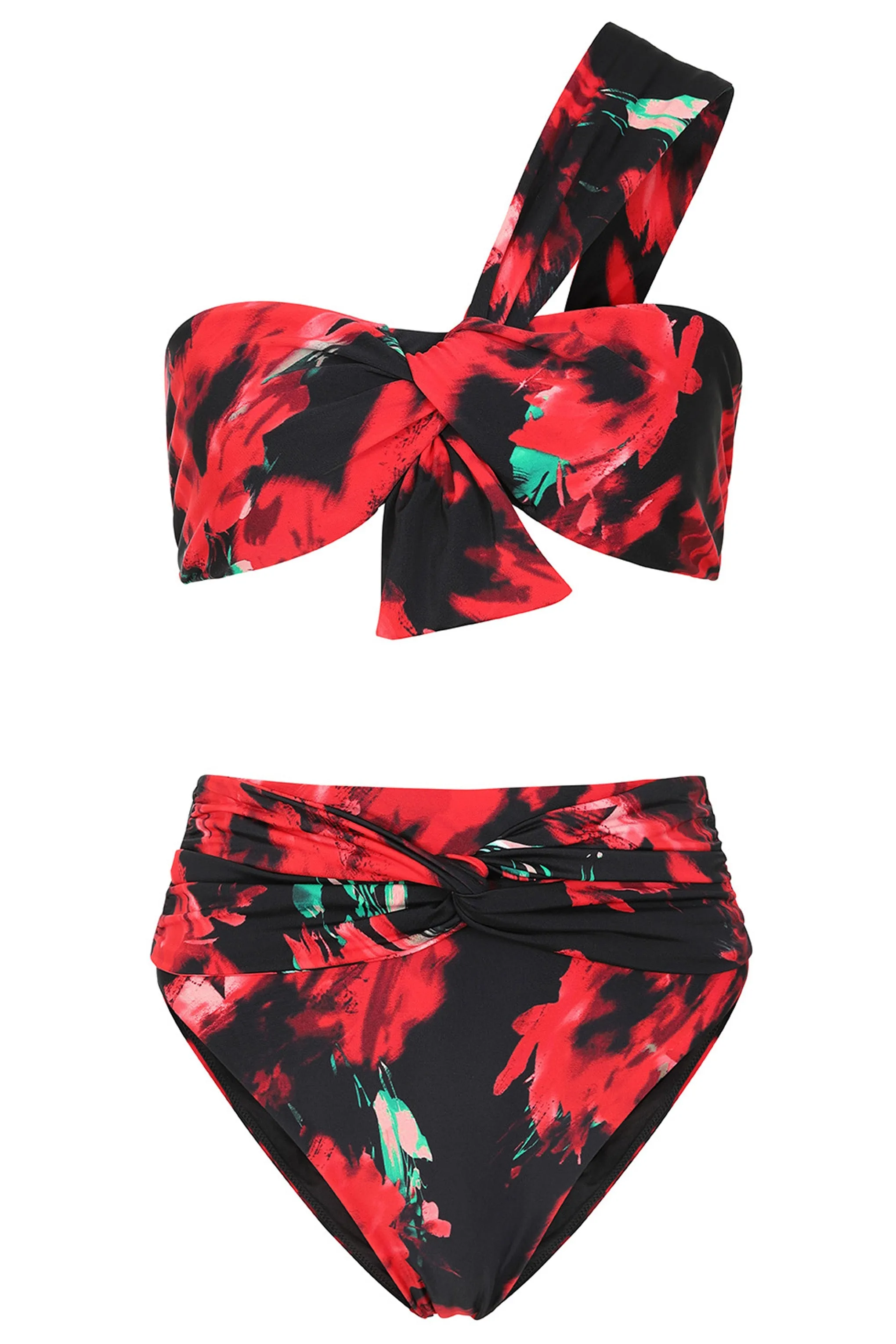 Bowline | Multi Print One Shoulder Knotted Bikini Top