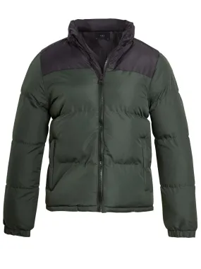 Boys Quilted Puffa Jacket, Stone, Khaki, Ages 7 to 13 Years