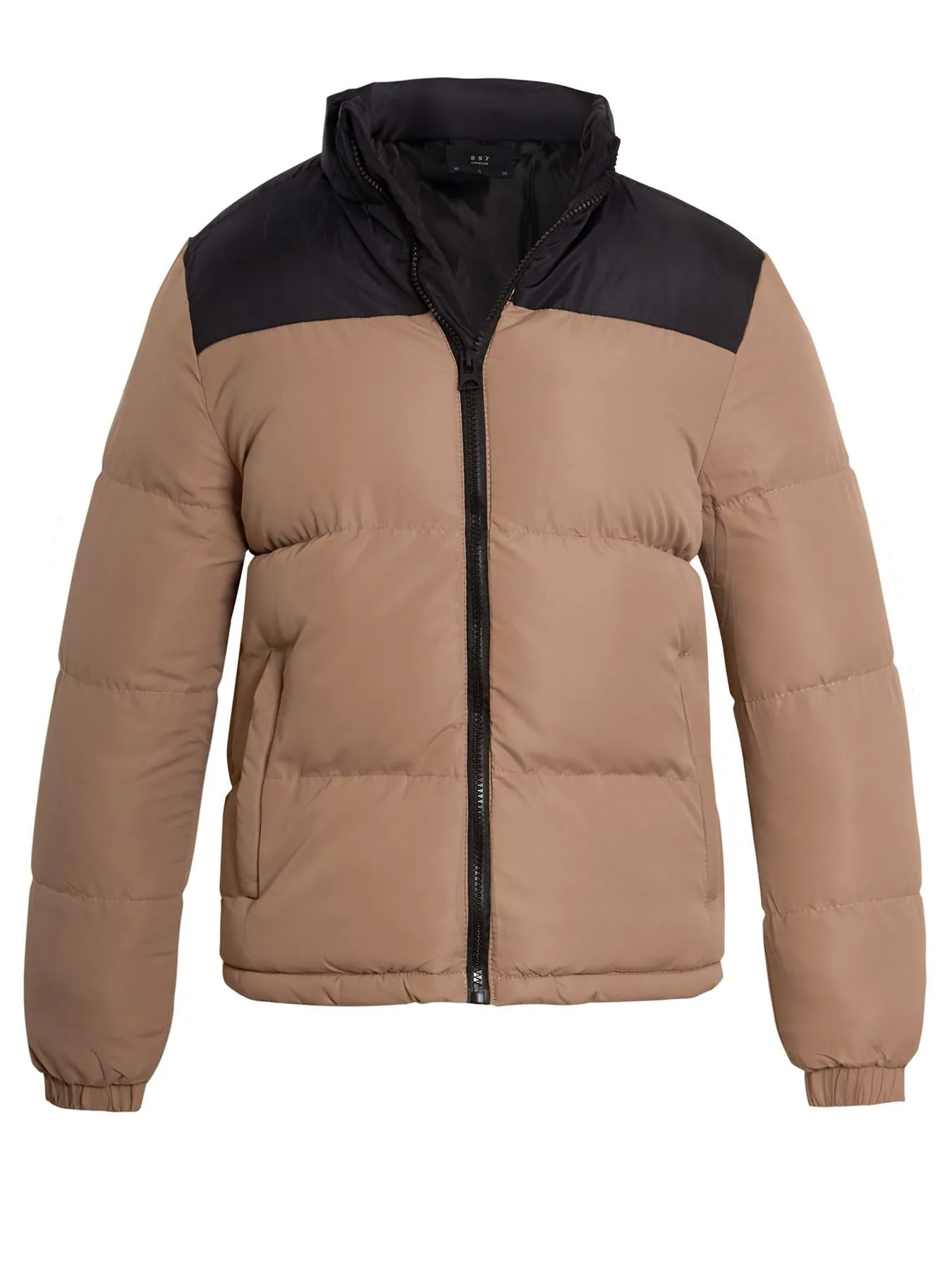 Boys Quilted Puffa Jacket, Stone, Khaki, Ages 7 to 13 Years