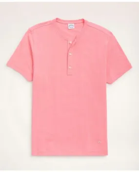 Brooks Brothers Men's Washed Cotton Linen Henley Pink