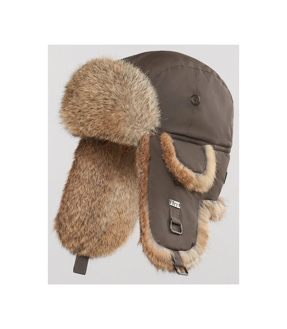 Brown B-52 Aviator Hat with Natural Brown Rabbit Fur for Men: FurHatWorld.com