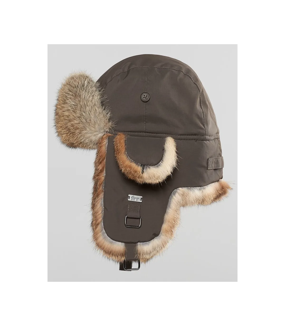 Brown B-52 Aviator Hat with Natural Brown Rabbit Fur for Men: FurHatWorld.com