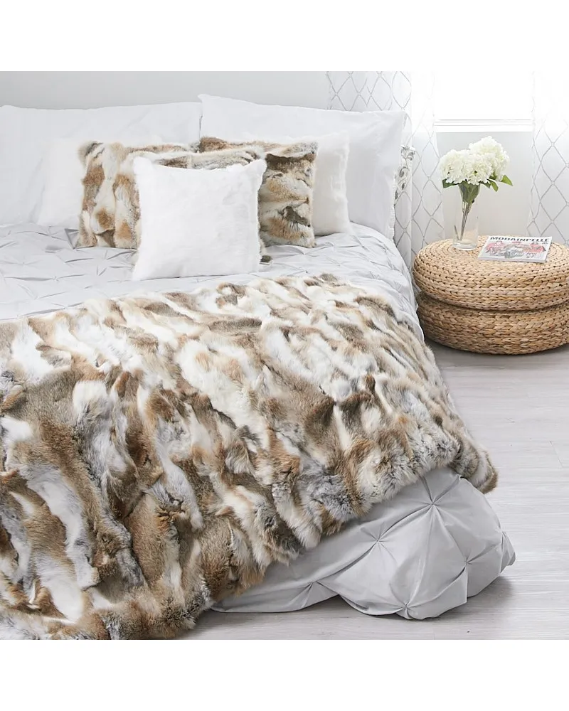 Brown Rabbit Fur Blanket for Luxurious Home or Cabin Decor at FurSource.com