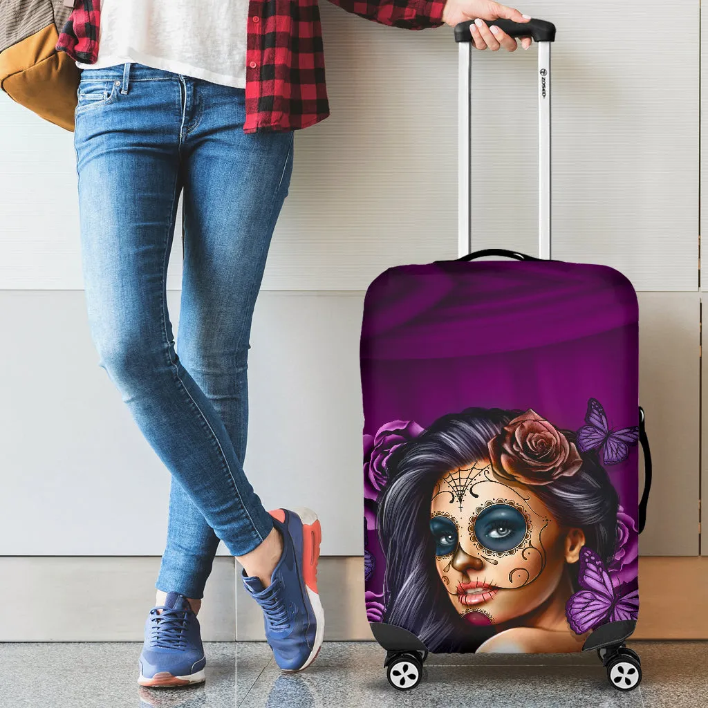 Calavera Sugar Skull Luggage Cover Violet