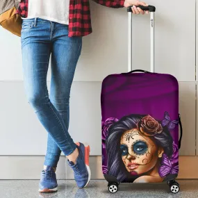 Calavera Sugar Skull Luggage Cover Violet