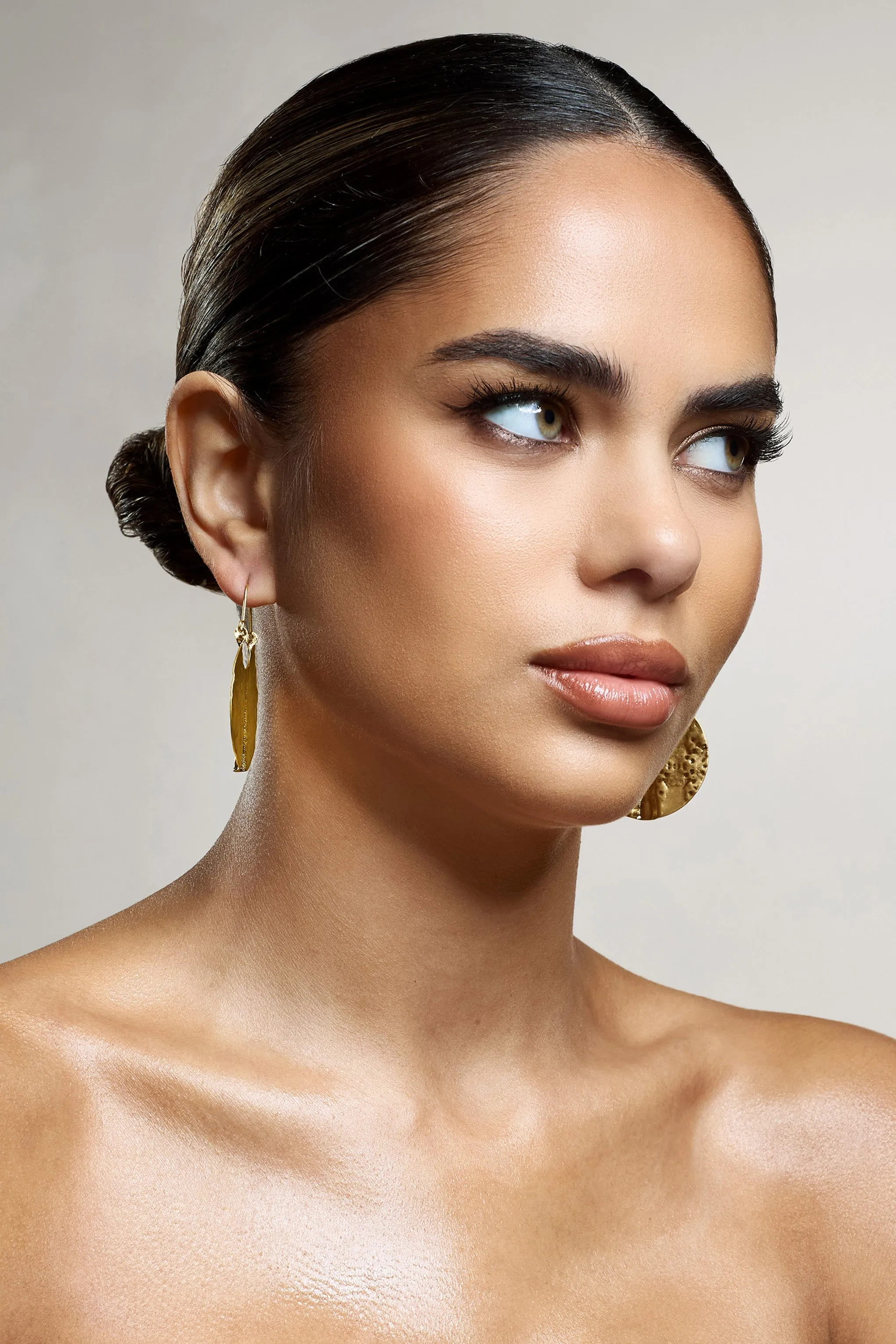 Calista | Gold Textured Disc Earrings