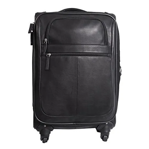 Canyon Outback Romeo Canyon 22-Inch Spinner Carry-On Leather Suitcase, Black, One Size