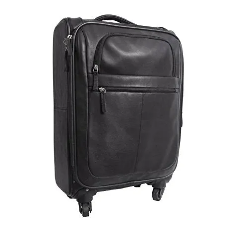 Canyon Outback Romeo Canyon 22-Inch Spinner Carry-On Leather Suitcase, Black, One Size