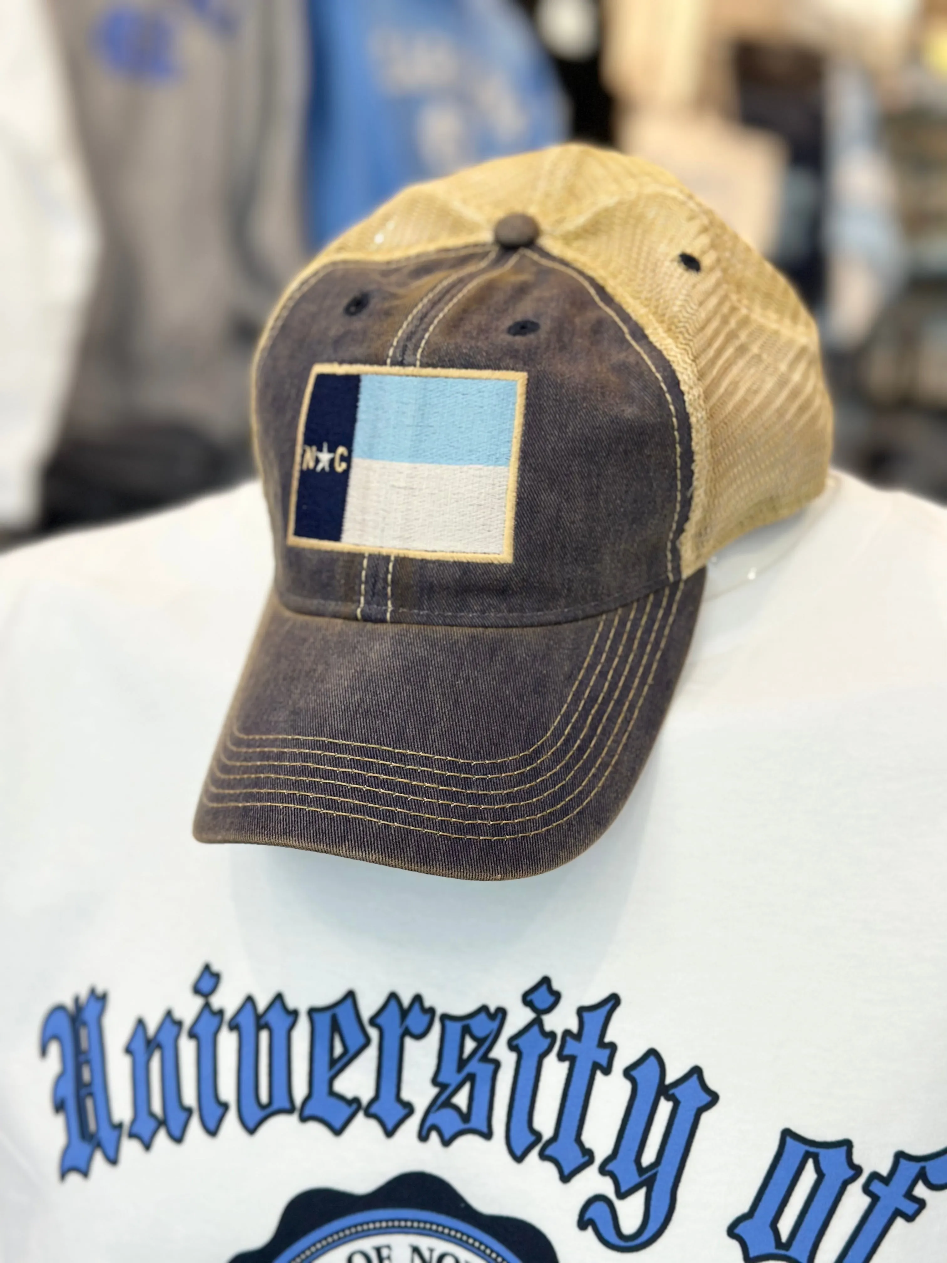 Carolina Blue Vintage North Carolina Flag Trucker Hat for Kids