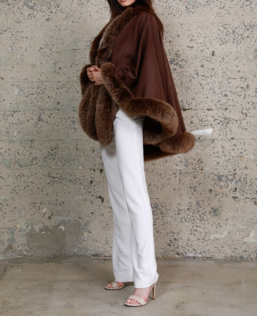 Cashmere Wrap with Fur Trim