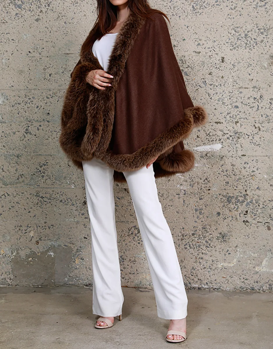 Cashmere Wrap with Fur Trim