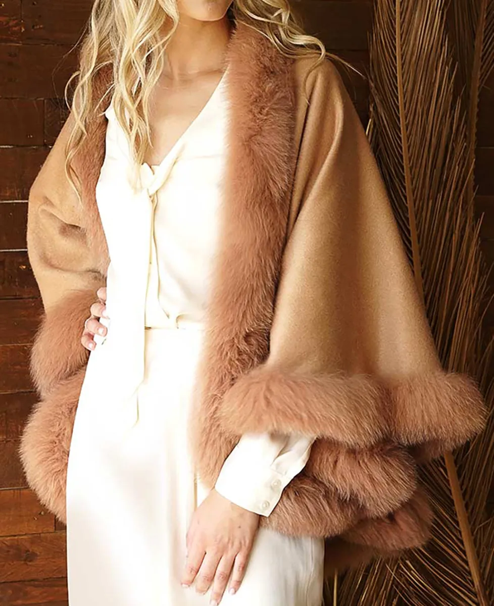 Cashmere Wrap with Fur Trim