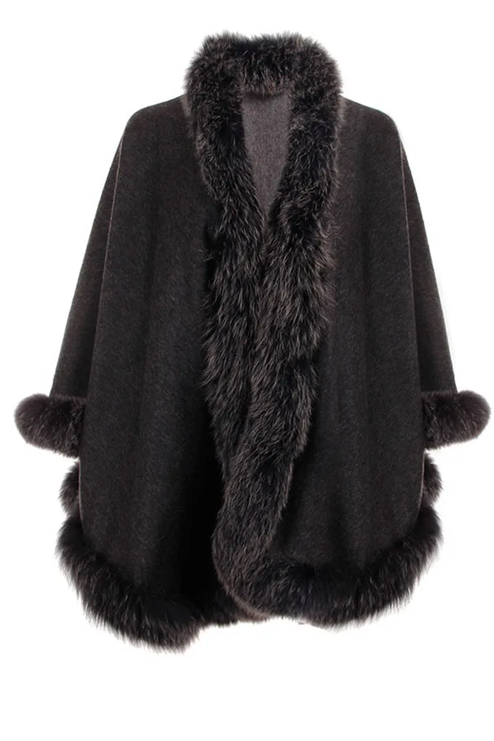 Cashmere Wrap with Fur Trim