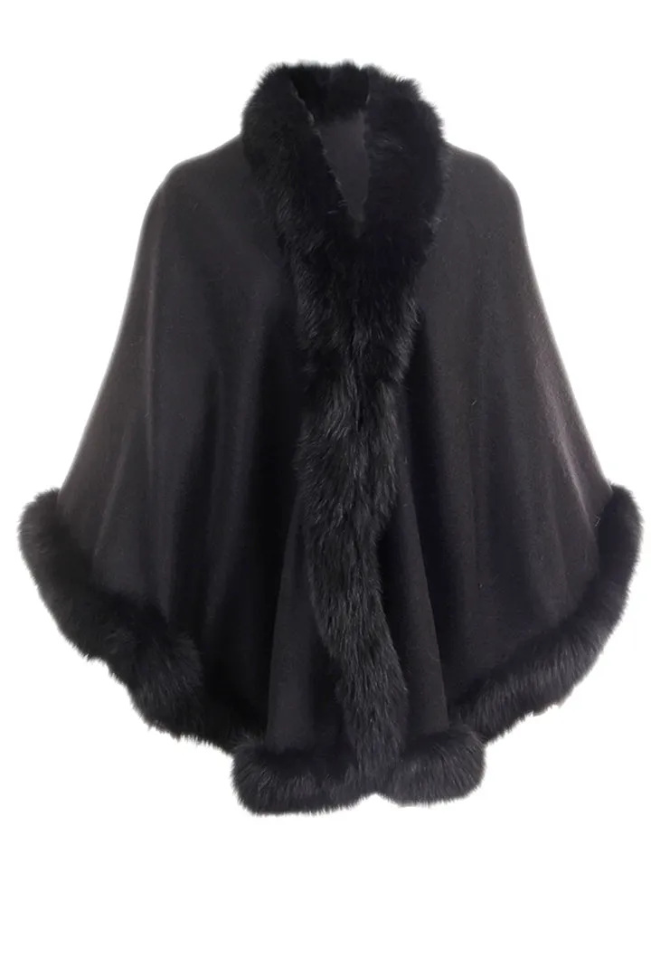 Cashmere Wrap with Fur Trim