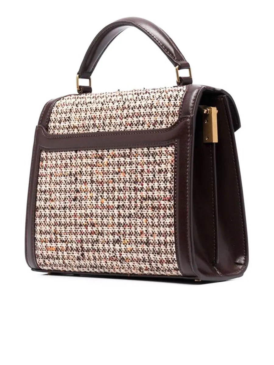 Cassandra Mini Top Handle Bag in Tweed Pied de Poule