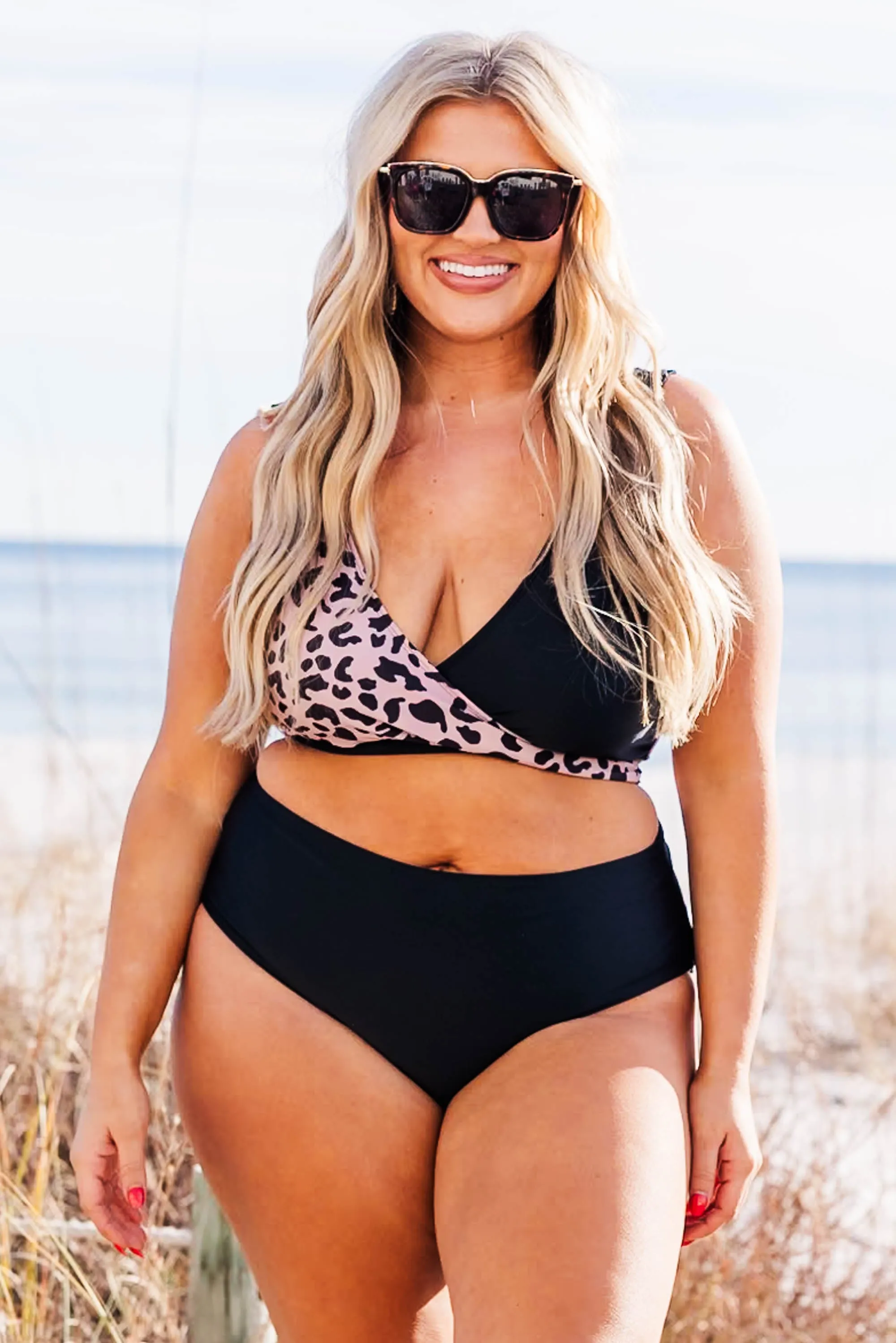 Catch Flights Swim Top, Leopard