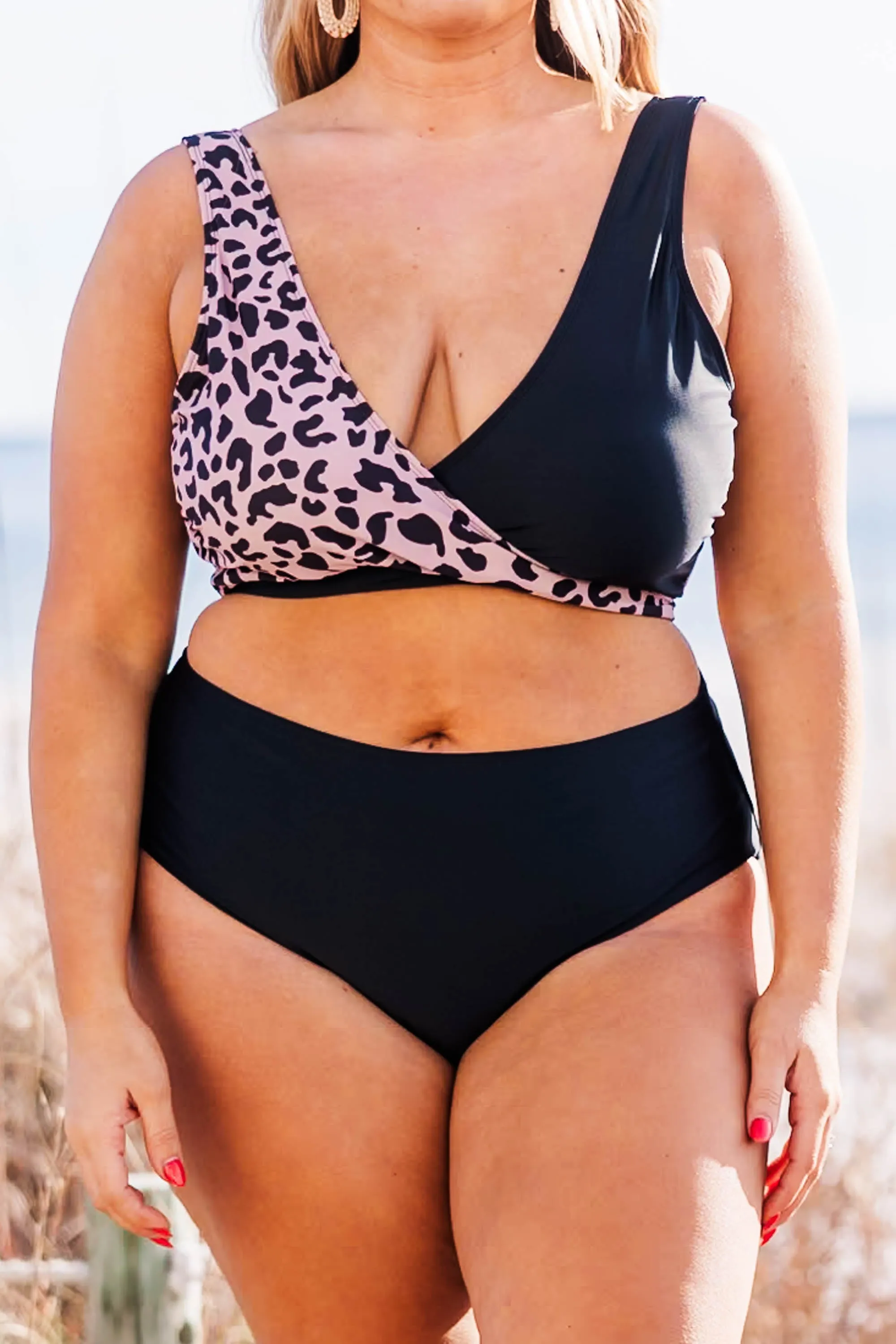 Catch Flights Swim Top, Leopard