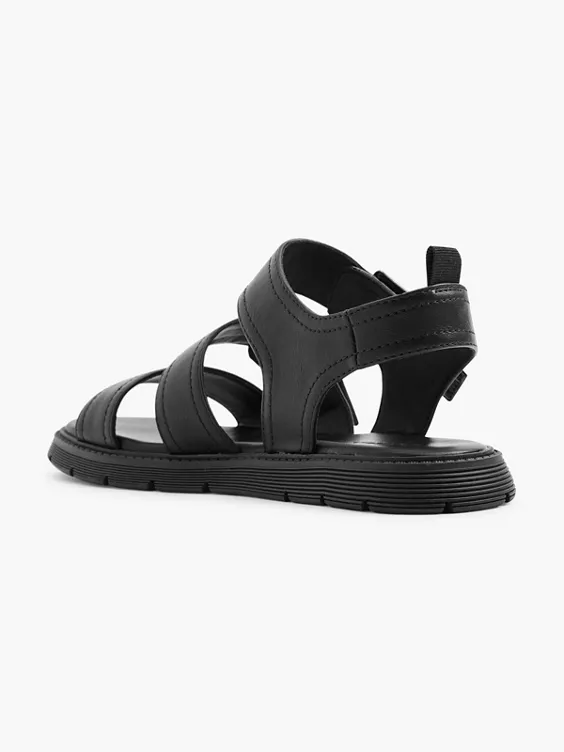 Catwalk  Black Double Buckled Flat Sandal