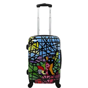 Chariot 20 Lightweight Spinner Carry-On Hardside Suitcase Luggage-Stained Glass Cat, Black