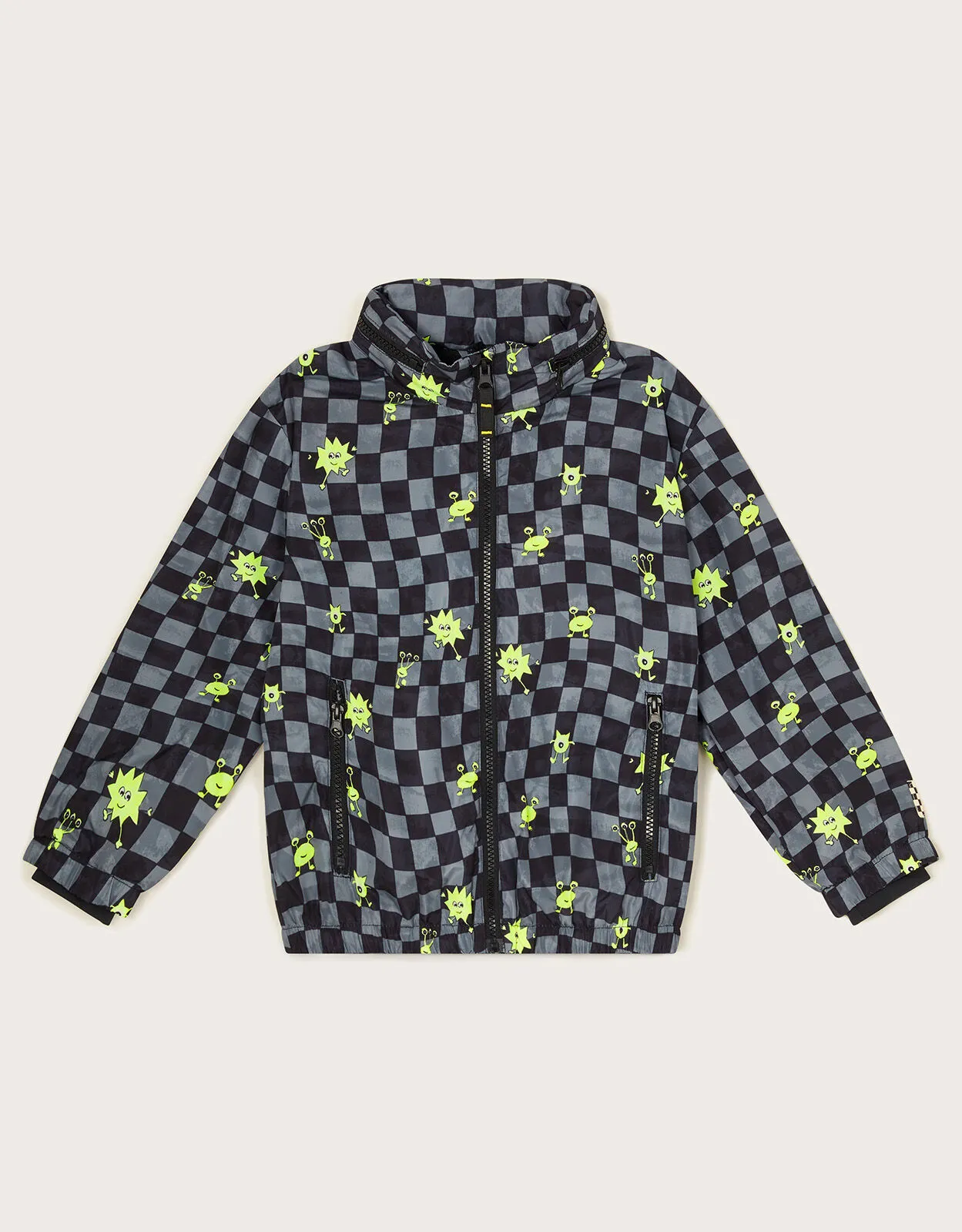 Checkerboard Monster Windbreaker Ivory