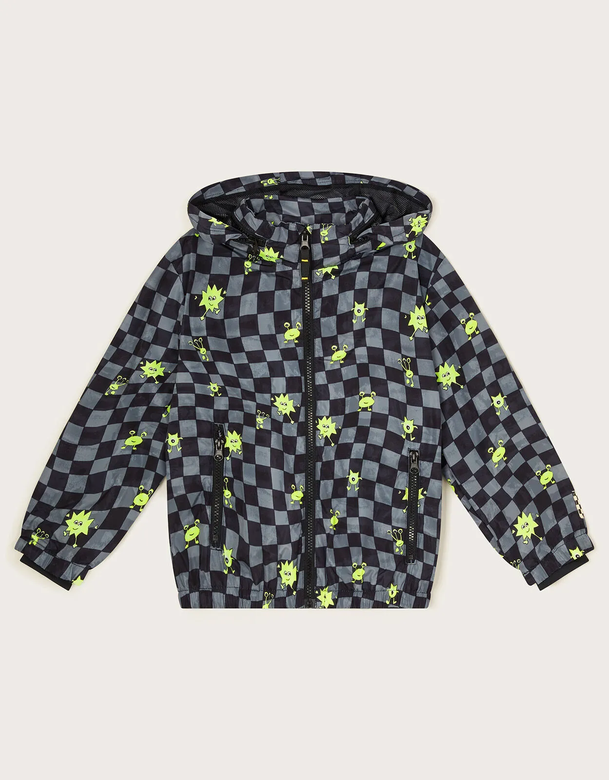 Checkerboard Monster Windbreaker Ivory