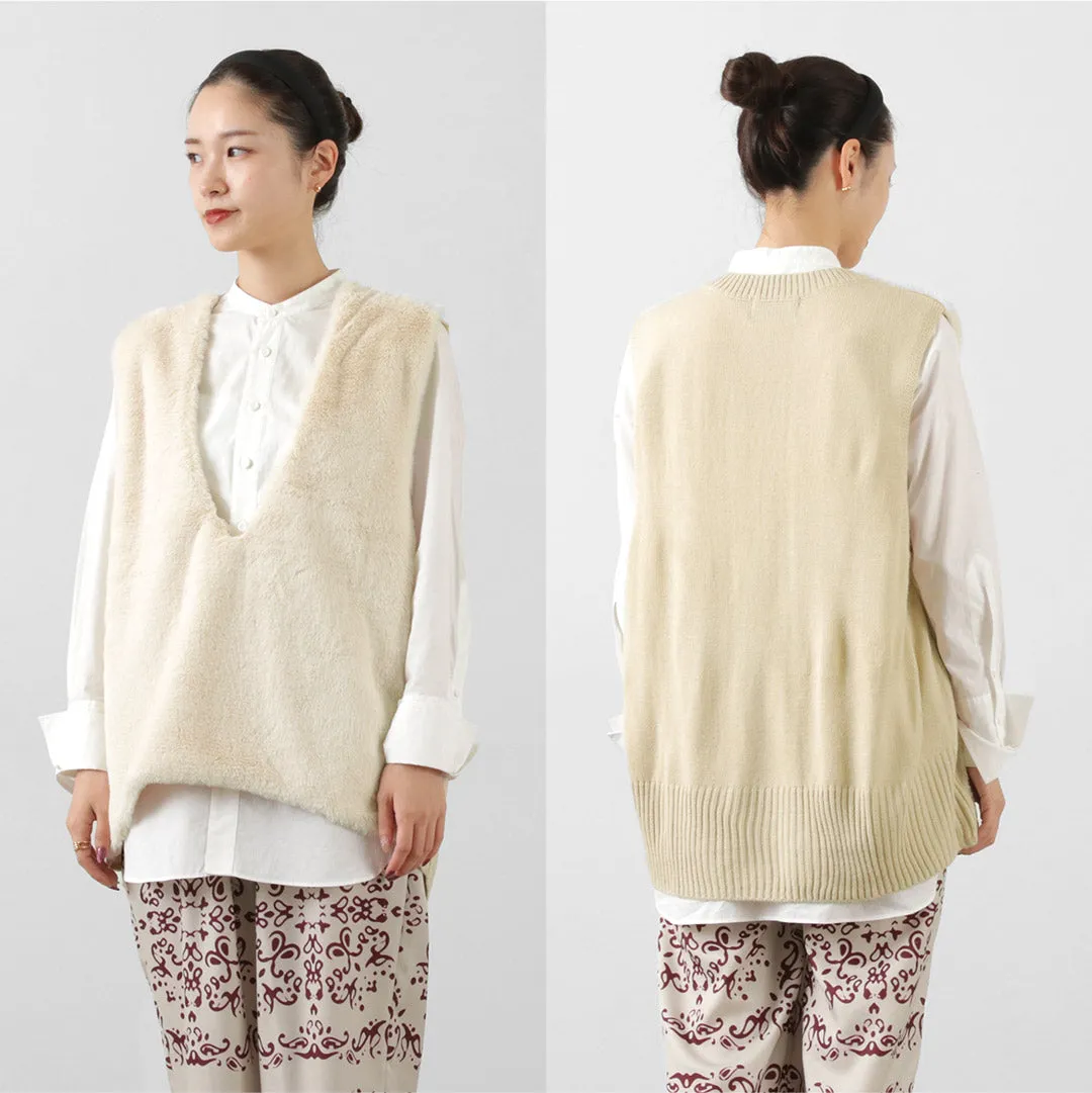 CHIGNON（シニヨン） ファードッキング ベスト / レディース ニット 無地 Vネック Fur docking vest