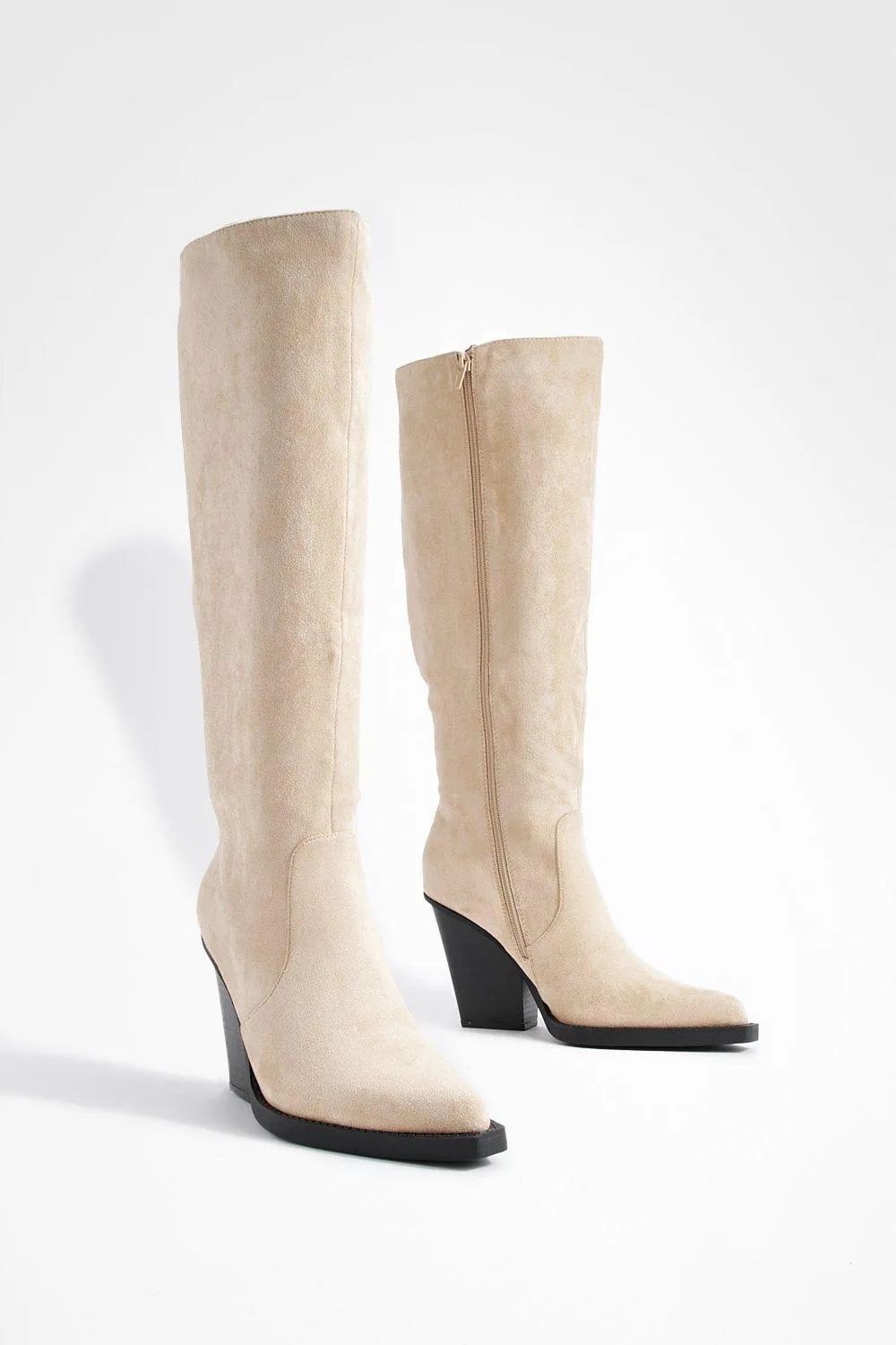 Chunky Sole Knee High Cowboy Boots