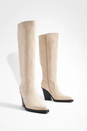 Chunky Sole Knee High Cowboy Boots