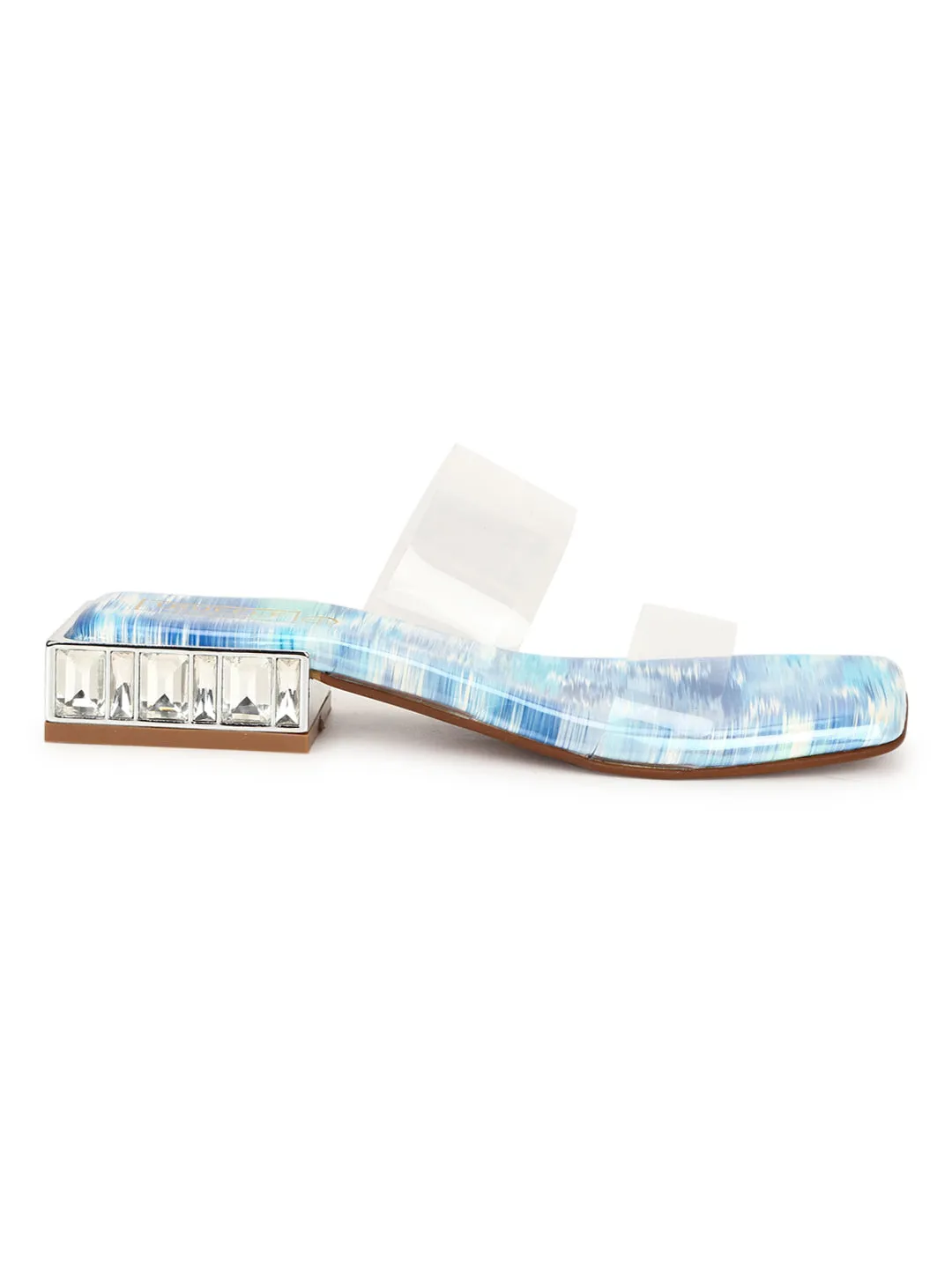 Clear Blue PU Perspex Kitten Heel Mules (TC-SLC-4202-BLU)