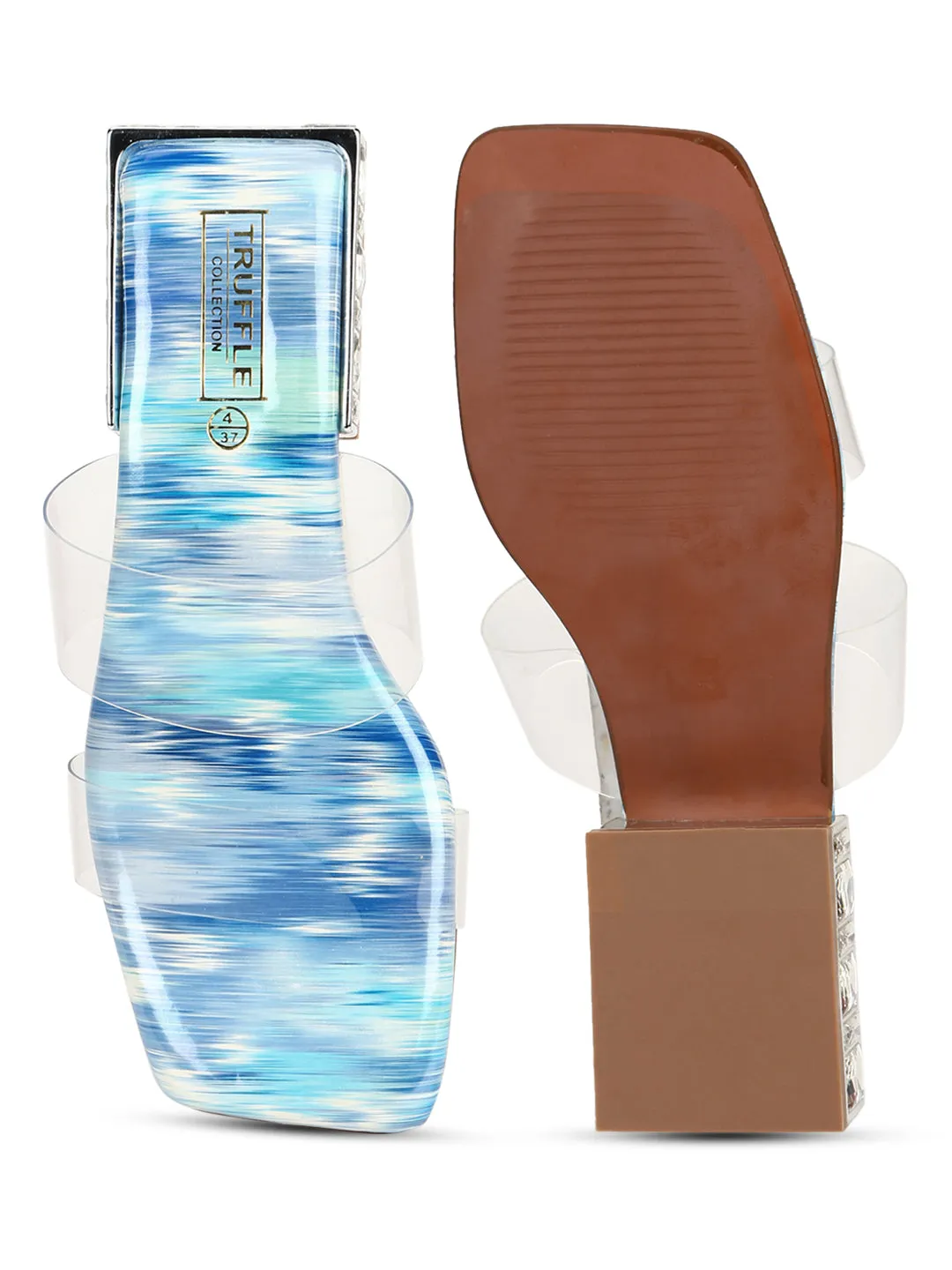 Clear Blue PU Perspex Kitten Heel Mules (TC-SLC-4202-BLU)