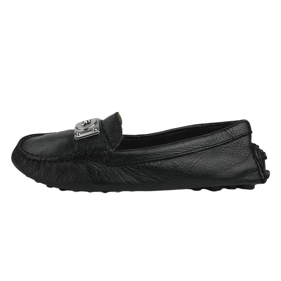 Coach Napoleon Black Leather Slip On Penny Loafer Flat Driving Shoes Size 6B