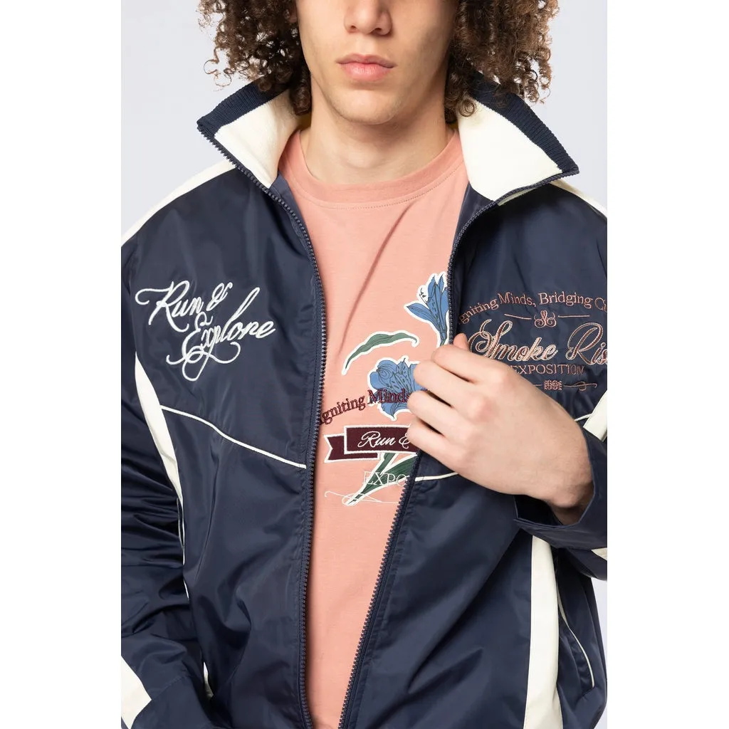 Colorblock Windbreaker Jacket - Navy