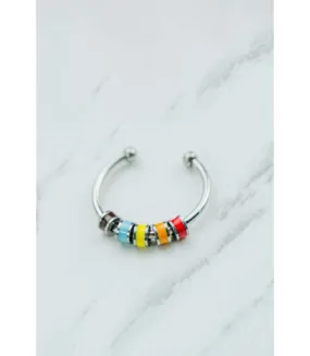 Colourful Enamel Beaded Rotatable Fidget Spinner Chain Ring