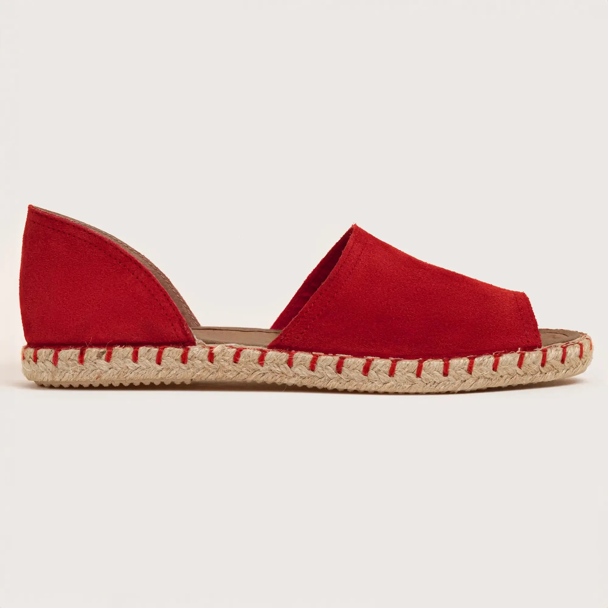 Coney Suede Open Toe Flat - Red