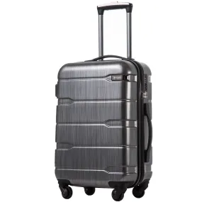 COOLIFE Luggage Expandable(only 28) Suitcase PC+ABS Spinner Built-in TSA Lock 20in 24in 28in Carry on (Charcoal, S(20in_Carry o