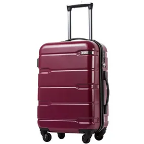 COOLIFE Luggage Expandable(only 28) Suitcase PC+ABS Spinner Built-in TSA Lock 20in 24in 28in Carry on (Radiant Pink, S(20in_Car