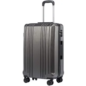 Coolife Luggage Expandable(only 28) Suitcase PC+ABS with TSA Lock Spinner 20in 24in 28in (grey, S(20in_carry on))