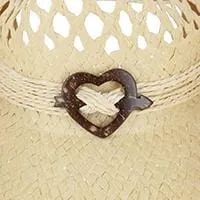 CTM Women's Western Straw Cowboy Hat with Heart Concho