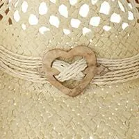 CTM Women's Western Straw Cowboy Hat with Heart Concho