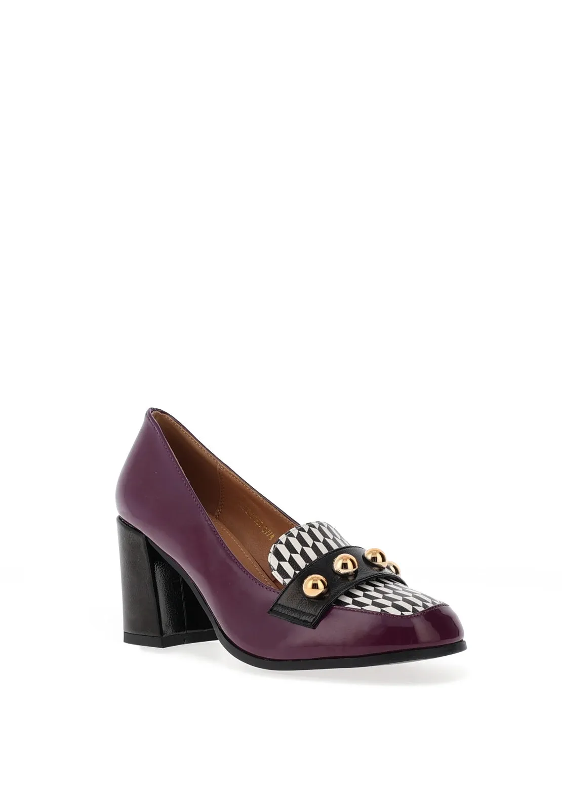 Dancing Matilda Trapeze Geometric Heeled Loafers, Purple