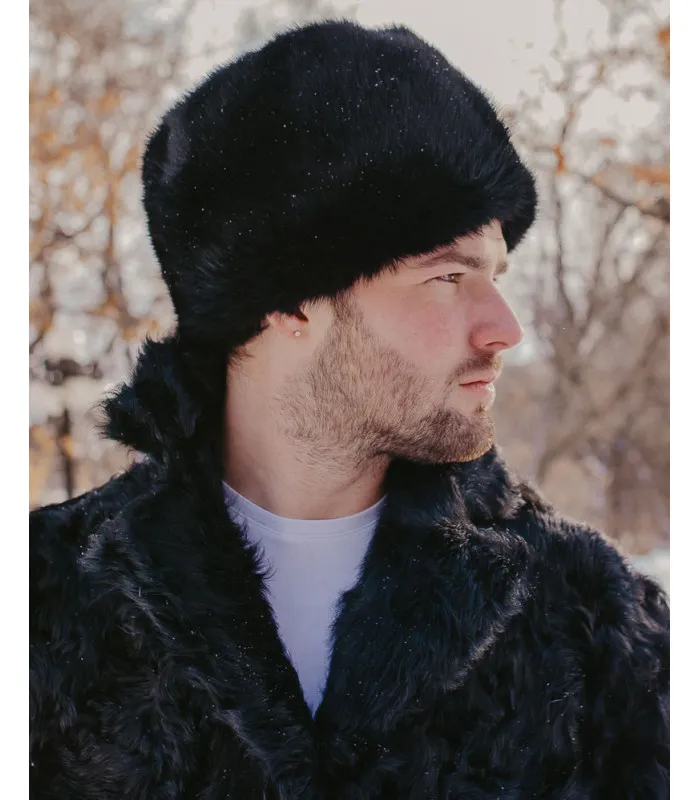 Daria Rabbit Fur Cossack Hat in Black: FurHatWorld.com