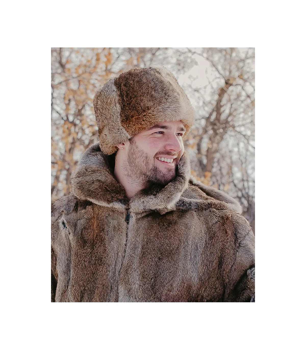 Darian Rabbit Fur Cossack Hat in Brown: FurHatWorld.com