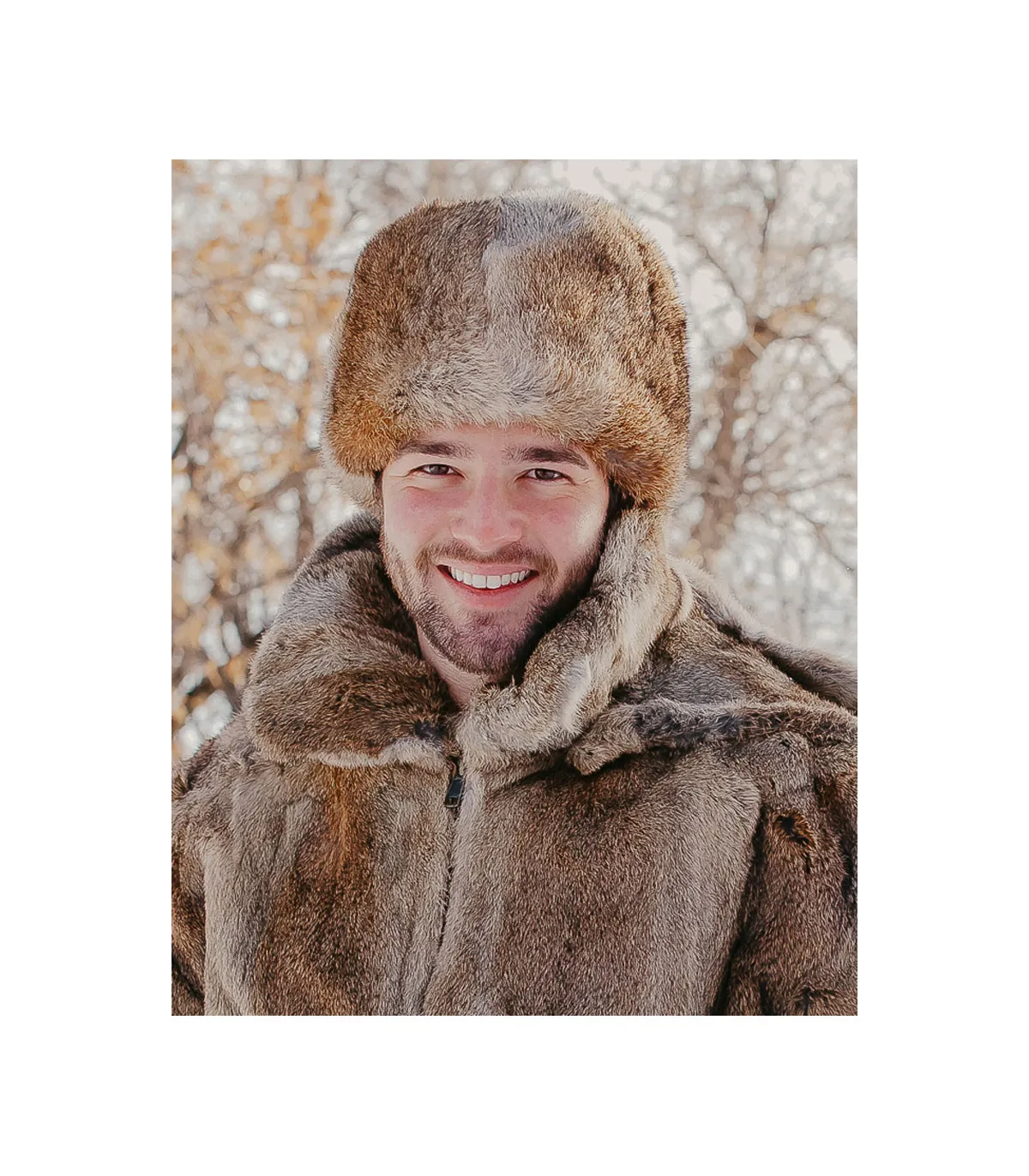 Darian Rabbit Fur Cossack Hat in Brown: FurHatWorld.com