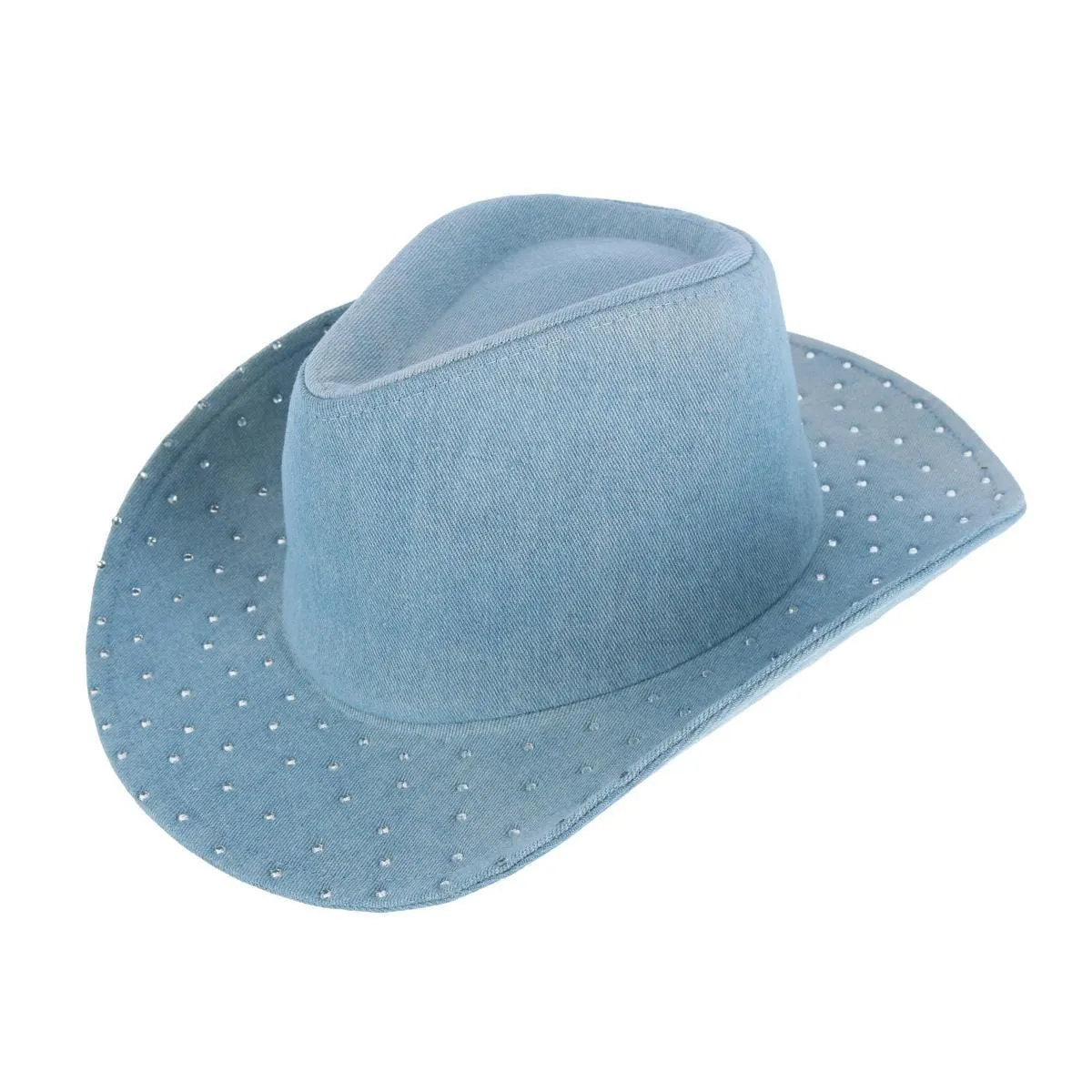 David & Young Women's Glitter Embellished Denim Cowboy Hat