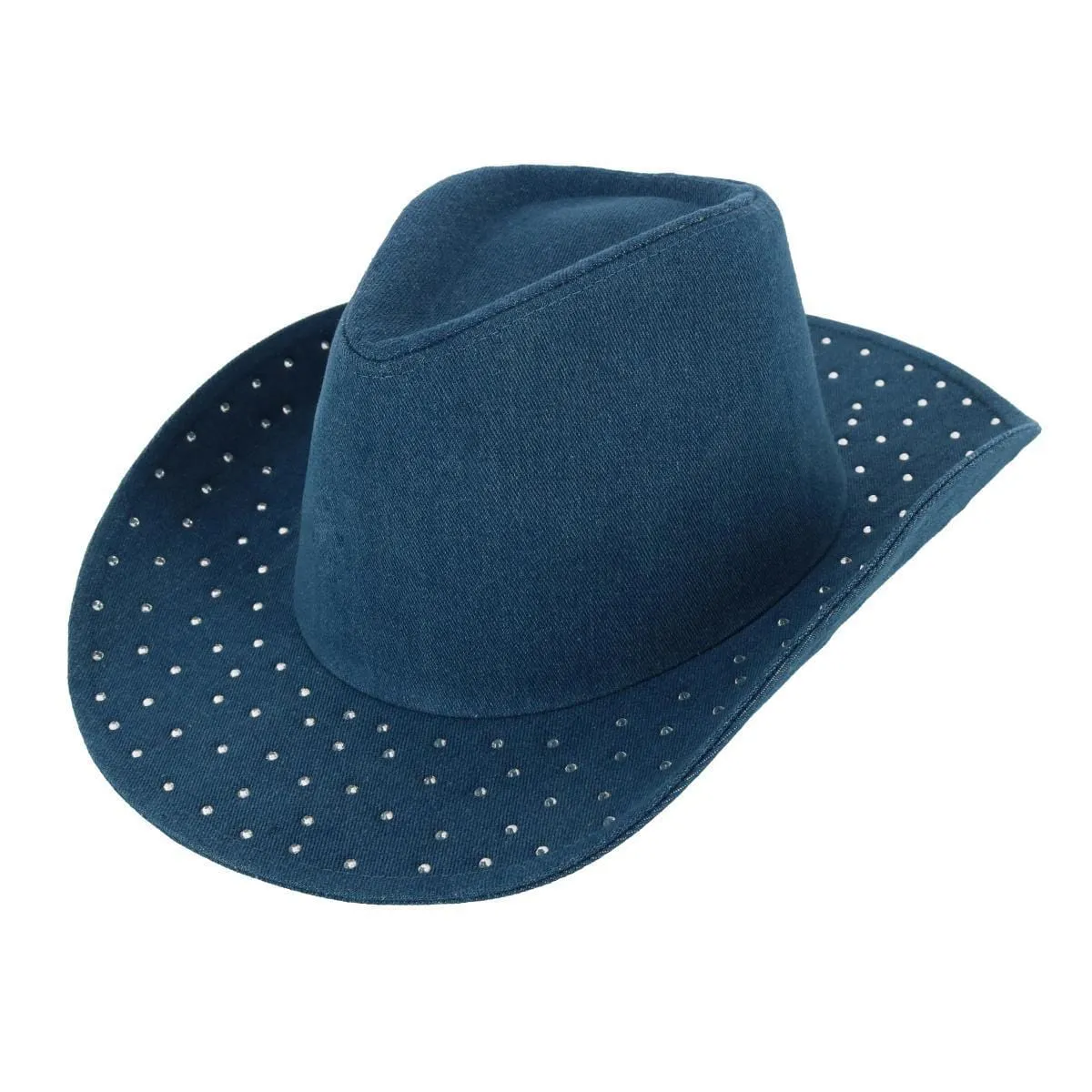 David & Young Women's Glitter Embellished Denim Cowboy Hat