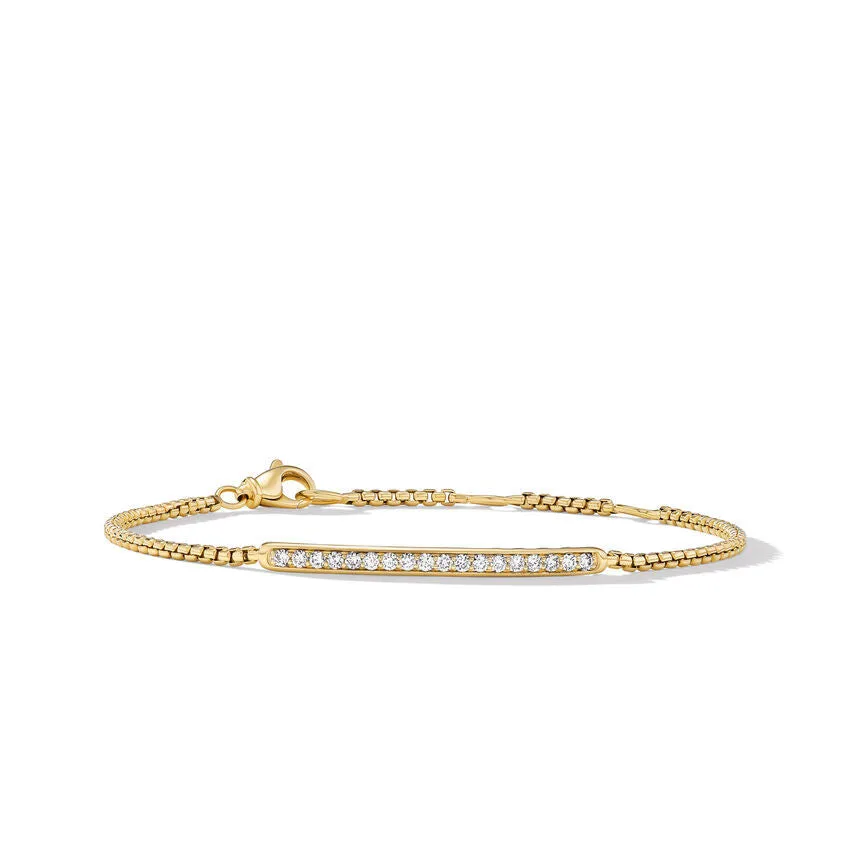 David Yurman Petite Pave Bar Bracelet in 18K Yellow Gold with Diamonds, 1.7mm