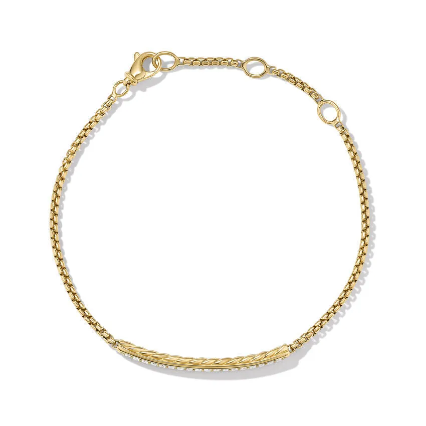 David Yurman Petite Pave Bar Bracelet in 18K Yellow Gold with Diamonds, 1.7mm